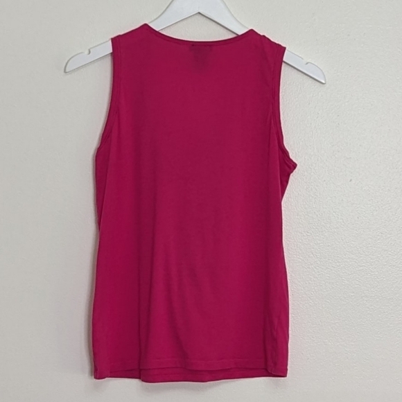 Ann Taylor Petite Pink Sleeveless Blouse Ruffle Front Medium - Picture 6 of 7